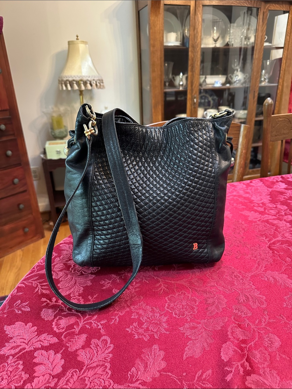 Bally Black Lambskin Leather Shoulder/Crossbody Bag